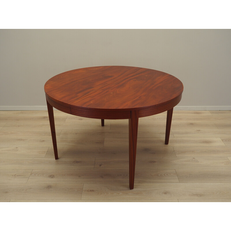 Vintage round mahogany table, Denmark 1970s