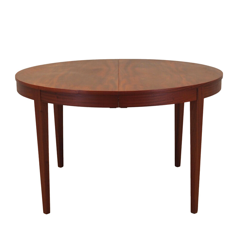 Vintage round mahogany table, Denmark 1970s