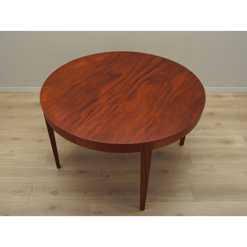 Vintage round mahogany table, Denmark 1970s