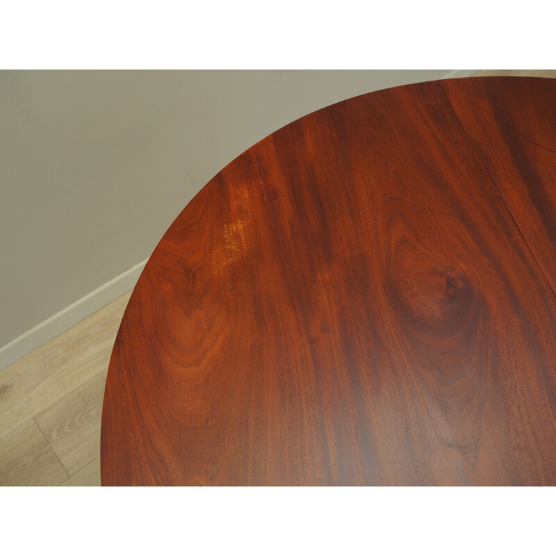 Vintage round mahogany table, Denmark 1970s