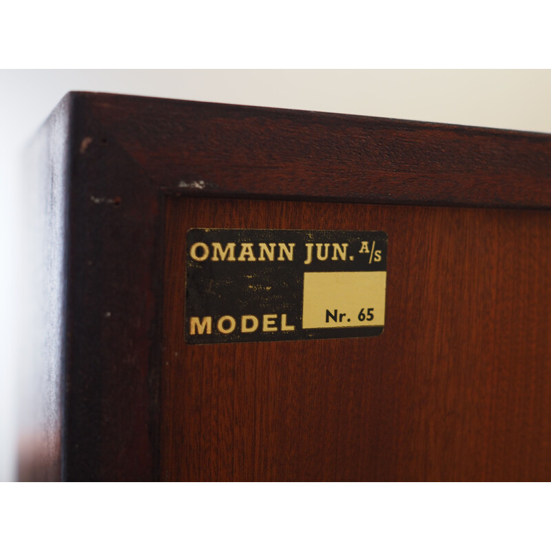 Vintage mahogany bookcase by Omann Jun, Denmark 1970