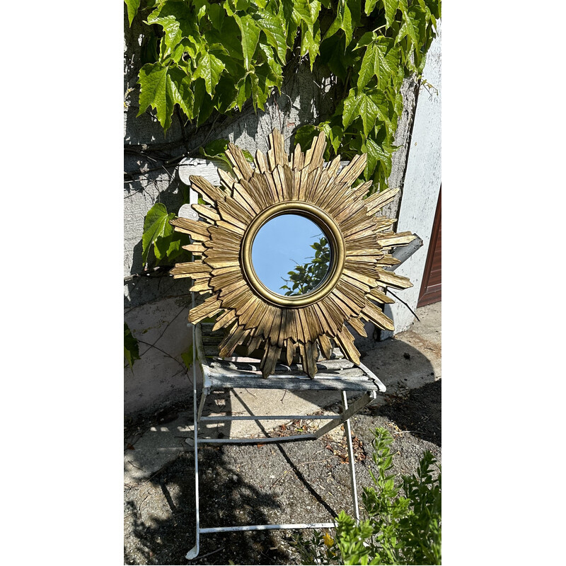 Vintage sunglass mirror in gold balsa, 1960
