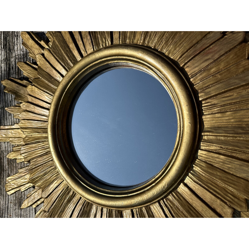 Vintage sunglass mirror in gold balsa, 1960