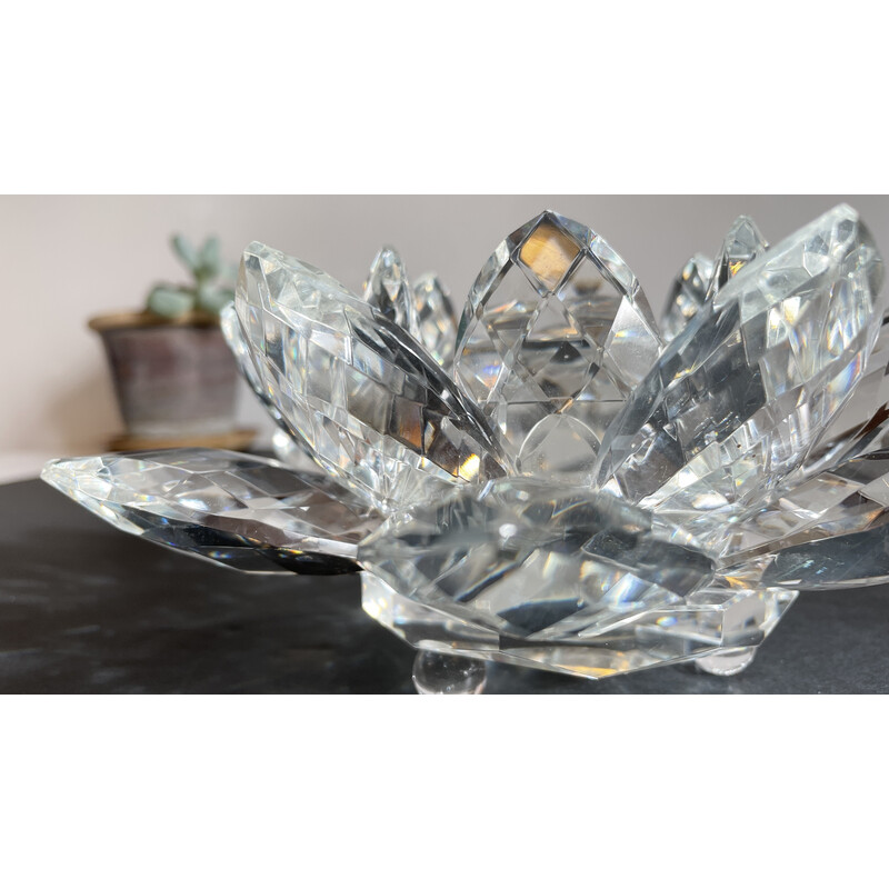 Pisapapeles vintage en forma de flor de loto con cristal tallado