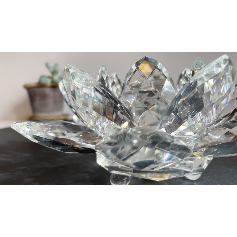 Vintage crystal lotus flower paperweight