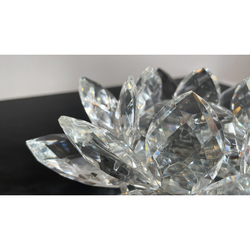 Vintage crystal lotus flower paperweight