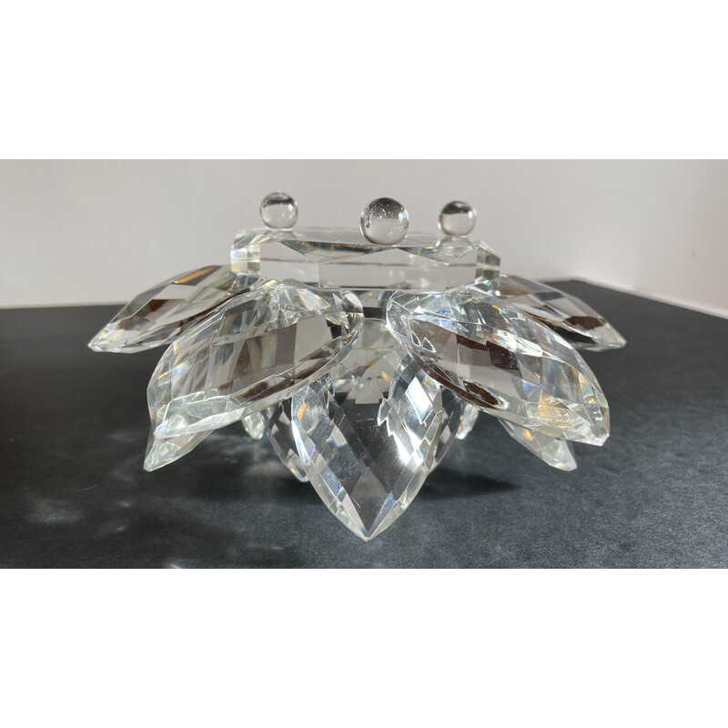 Vintage crystal lotus flower paperweight