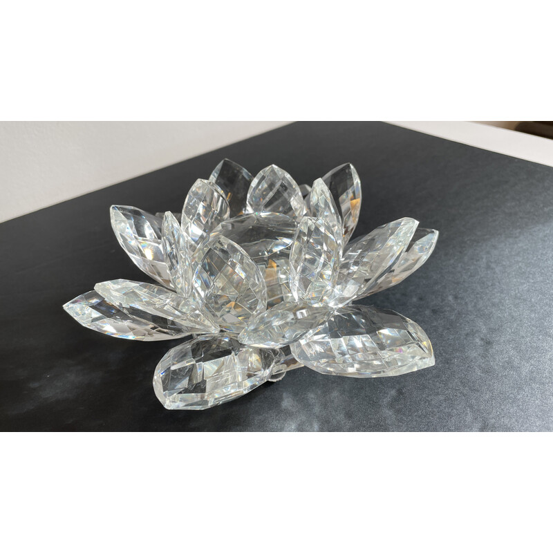 Pisa-papéis vintage em forma de flor de lótus com cristal cinzelado