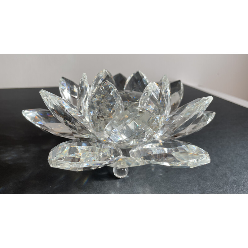 Vintage crystal lotus flower paperweight