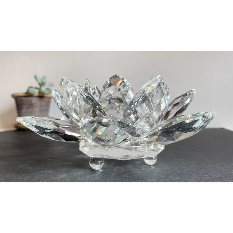 Vintage crystal lotus flower paperweight