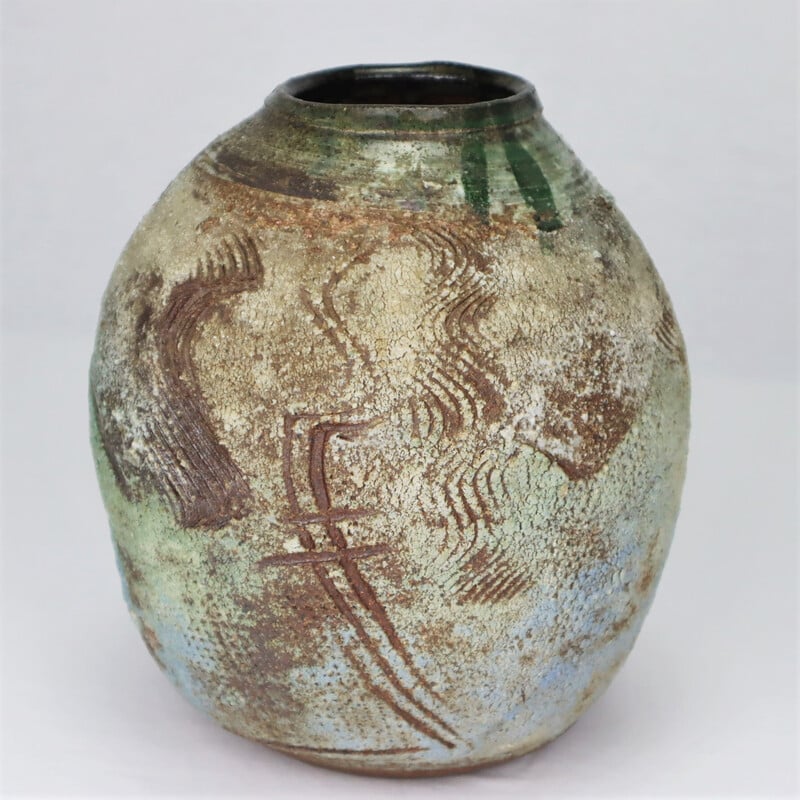 Vintage ceramic vase by Thierry Basile