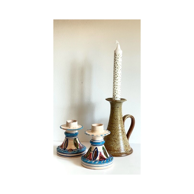 Set di 3 portacandele in ceramica vintage