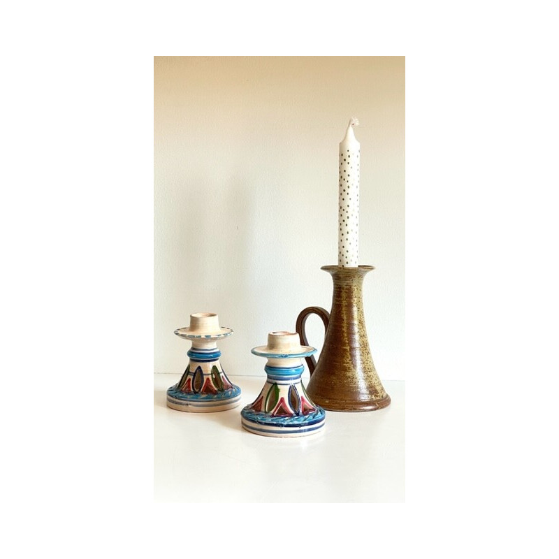 Set of 3 vintage ceramic candleholders