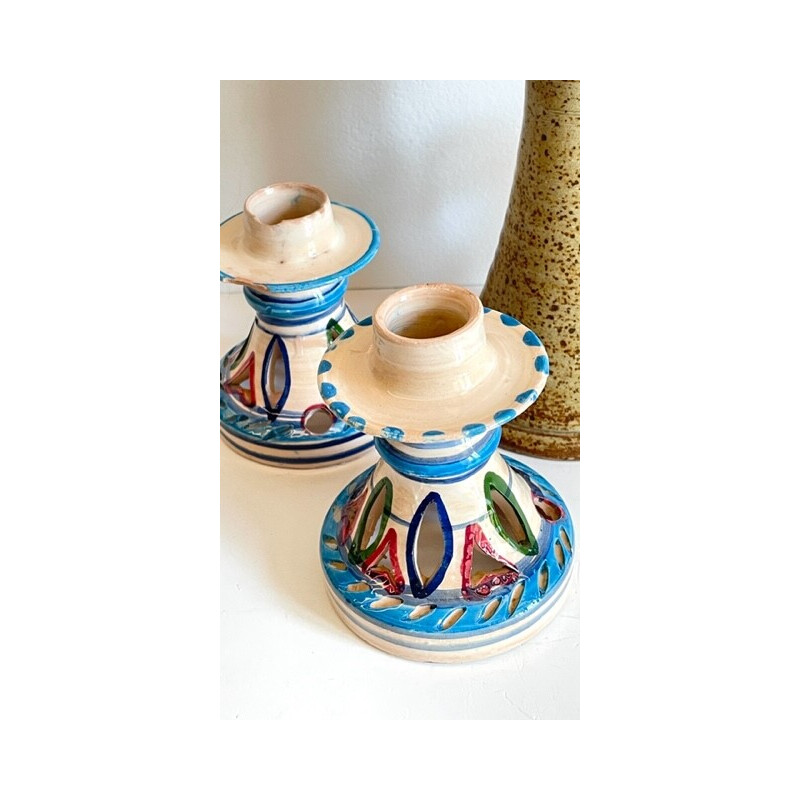 Set di 3 portacandele in ceramica vintage