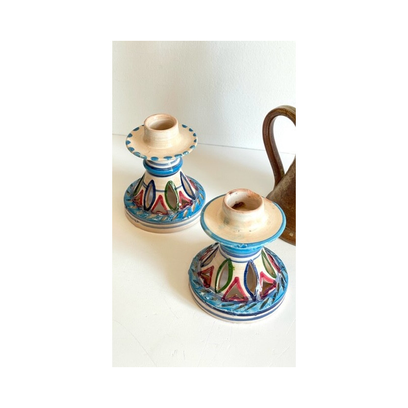 Set of 3 vintage ceramic candleholders