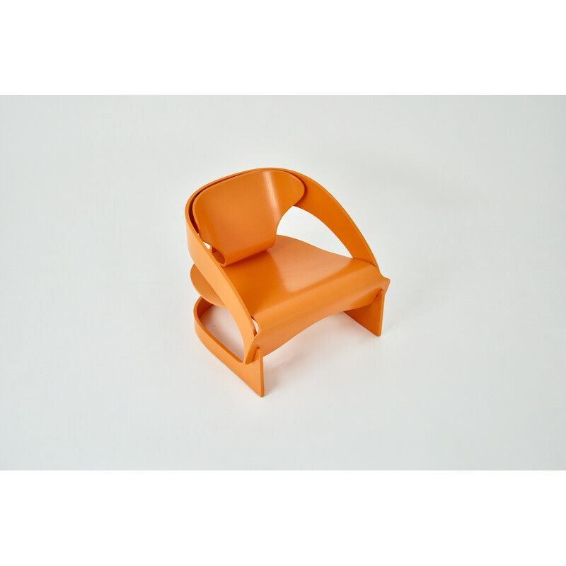 Vintage wooden armchair model 4801 by Joe Colombo for Kartell, 1960