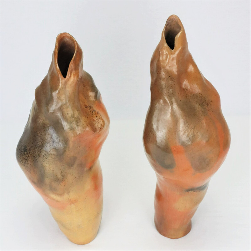 Pair of vintage ceramic vases by Berthellot Manon