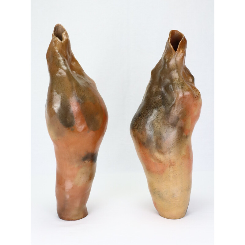 Pair of vintage ceramic vases by Berthellot Manon