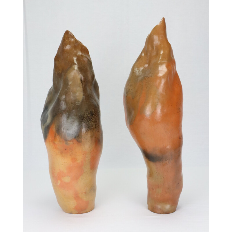 Pair of vintage ceramic vases by Berthellot Manon