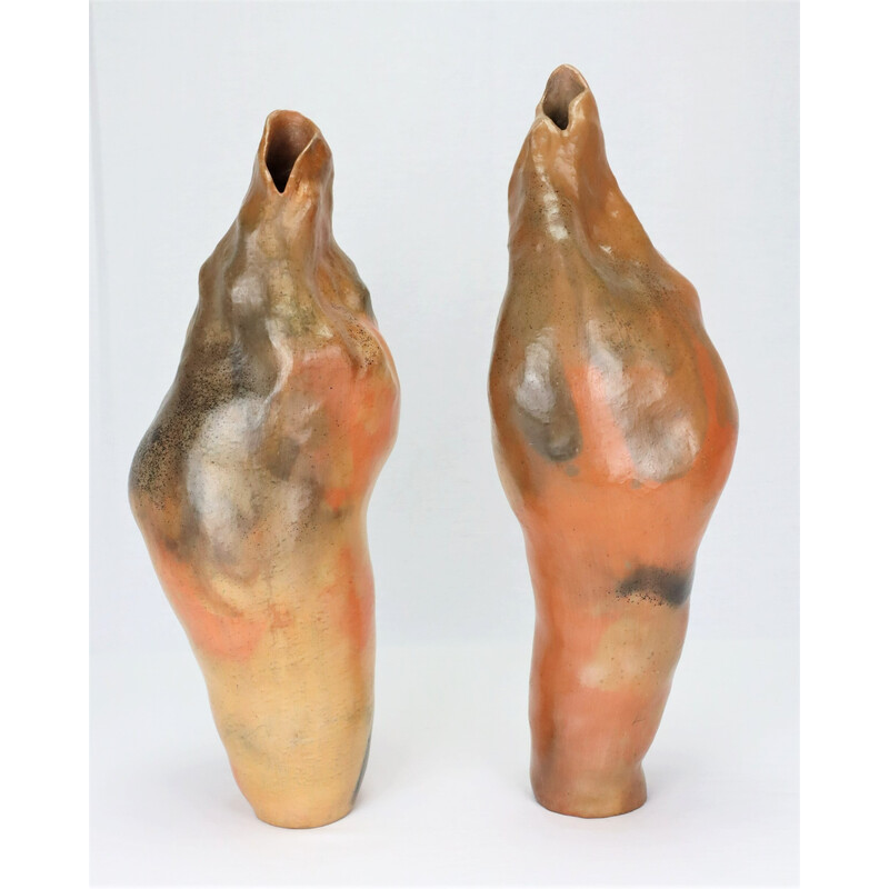 Pair of vintage ceramic vases by Berthellot Manon