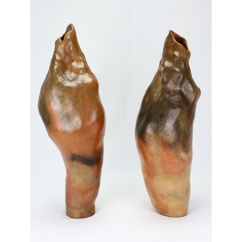 Paire de vases vintage en céramique par Berthellot Manon