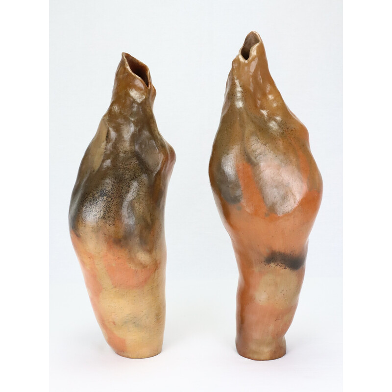 Pair of vintage ceramic vases by Berthellot Manon