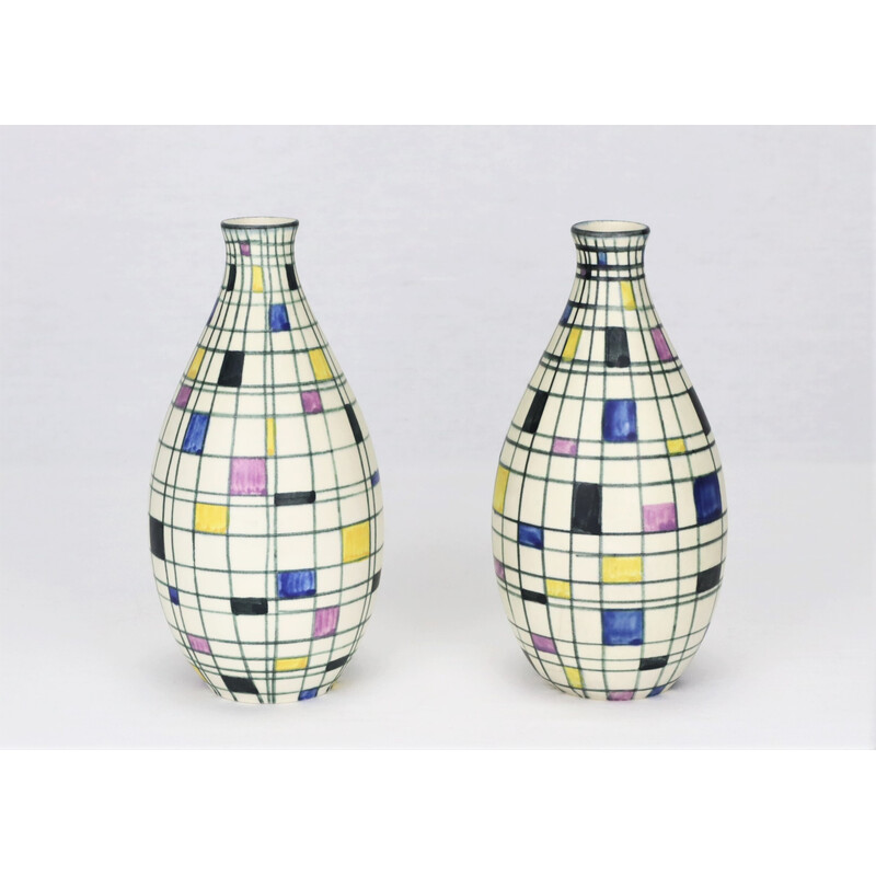 Paire de vases vintage par Maria Kohler pour Villeroy et Boch, France 1950