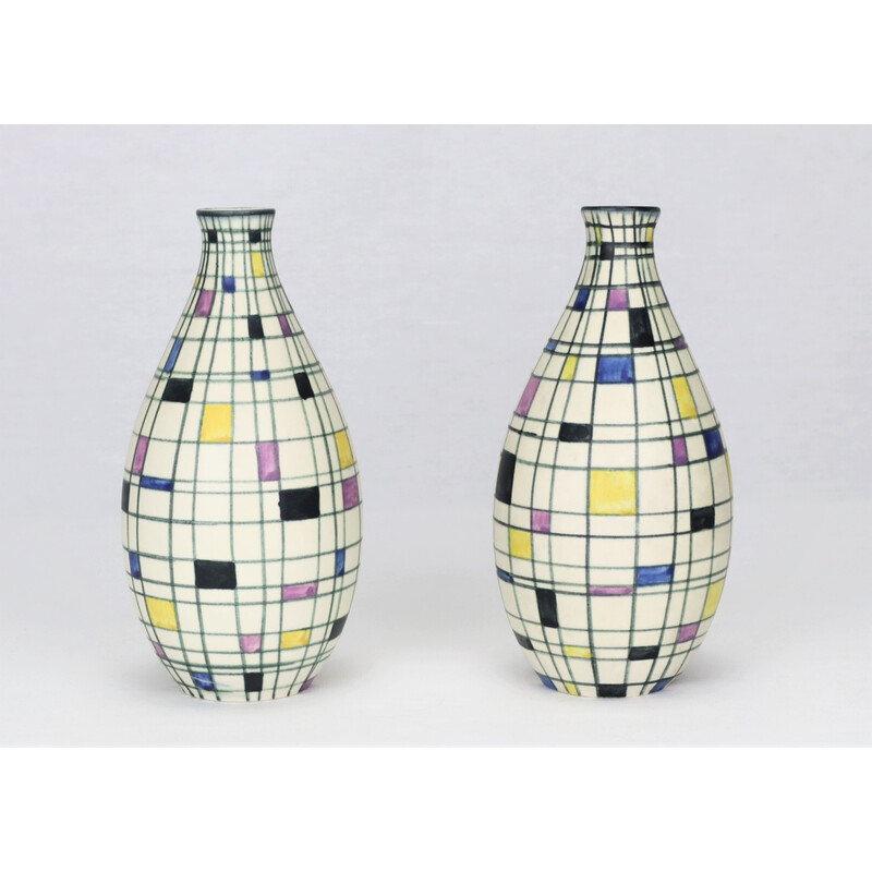 Par de vasos vintage de Maria Kohler para Villeroy et Boch, França 1950