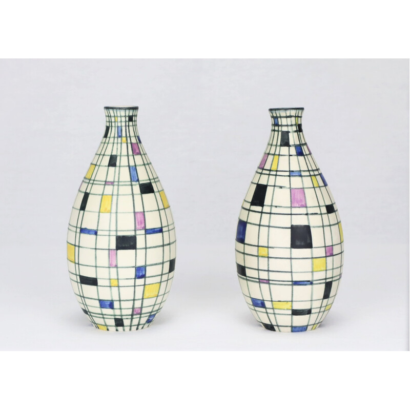 Paire de vases vintage par Maria Kohler pour Villeroy et Boch, France 1950