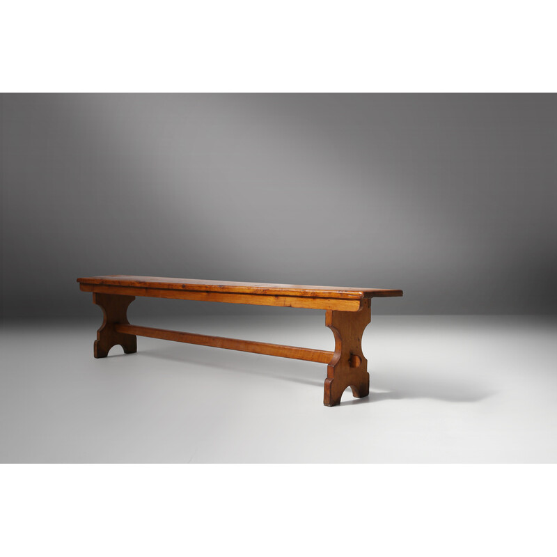 Vintage pine church bench, 1940