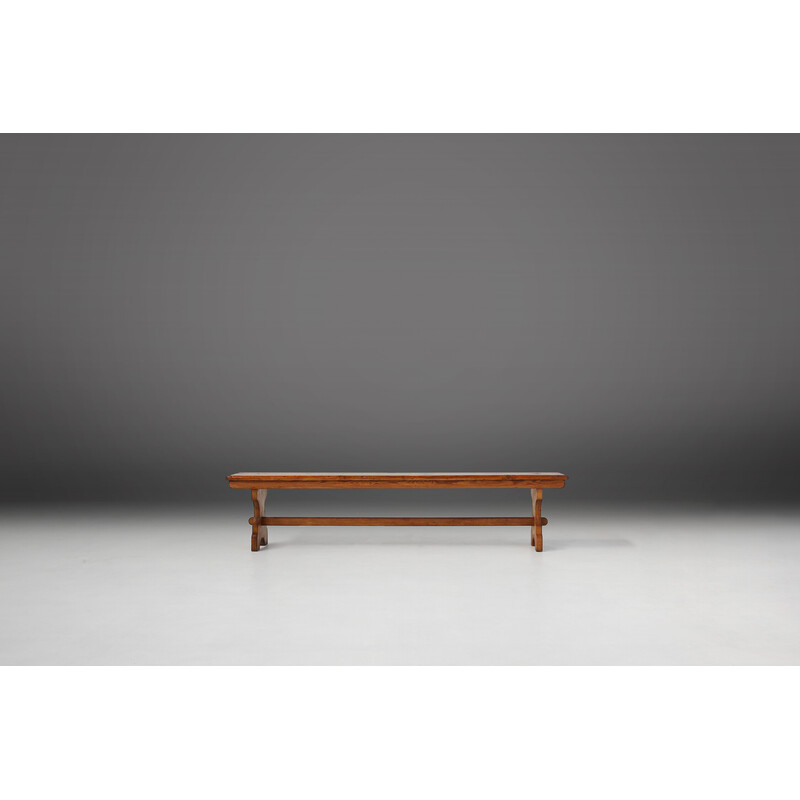 Vintage pine church bench, 1940