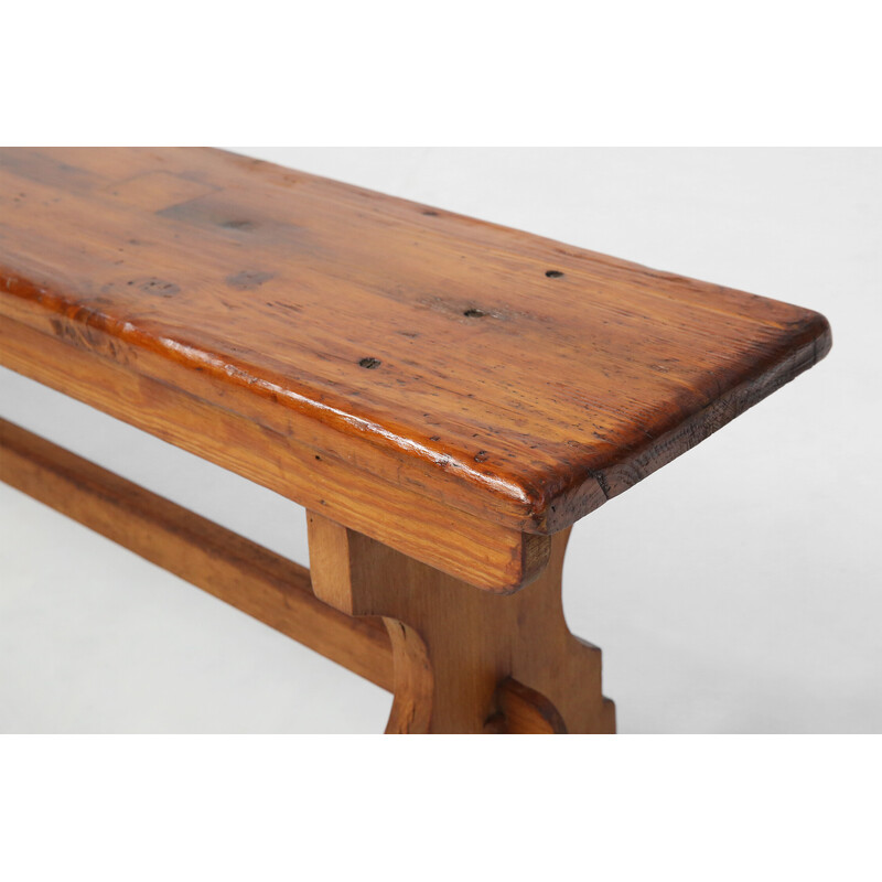 Vintage pine church bench, 1940