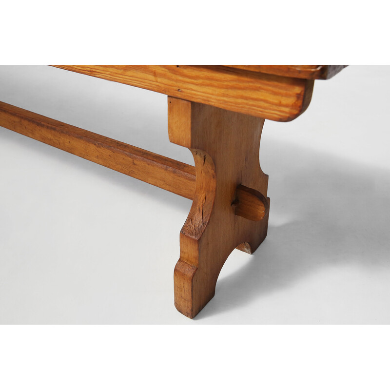 Vintage pine church bench, 1940