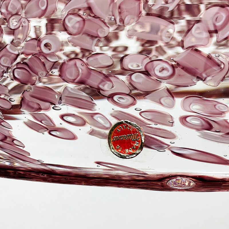 Suspension vintage en verre de Murano rose, Italie 1970