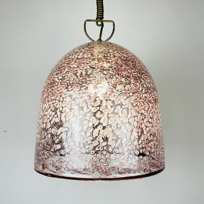 Vintage pendant lamp in pink Murano glass, Italy 1970s