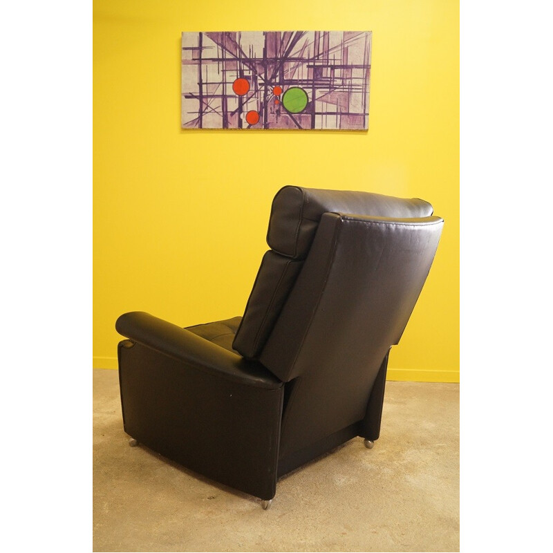 Black leather armchair produced by Parker Knoll - 1960s