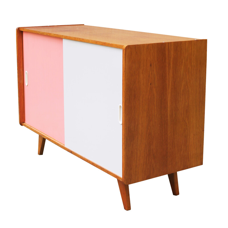 Rosa-weißes Sideboard U-452 von Jiri Jiroutek für Interier Praha, Tschechoslowakei 1960er Jahre