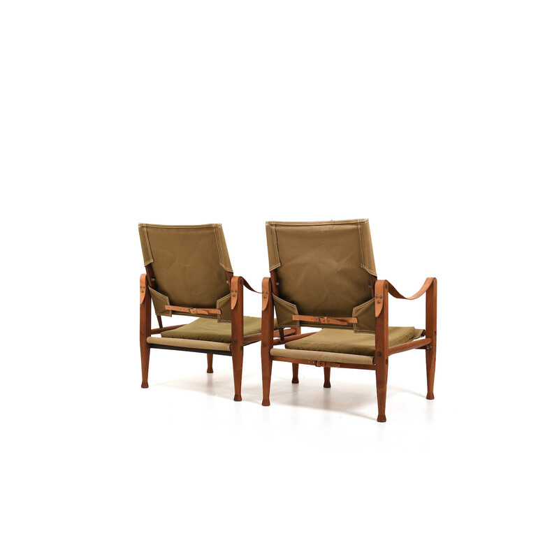 Pair of vintage Safari armchairs by Kaare Klint for Rud