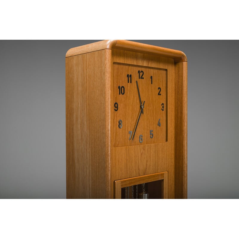 Horloge de grand-père éclairée vintage danois en teck, 1970