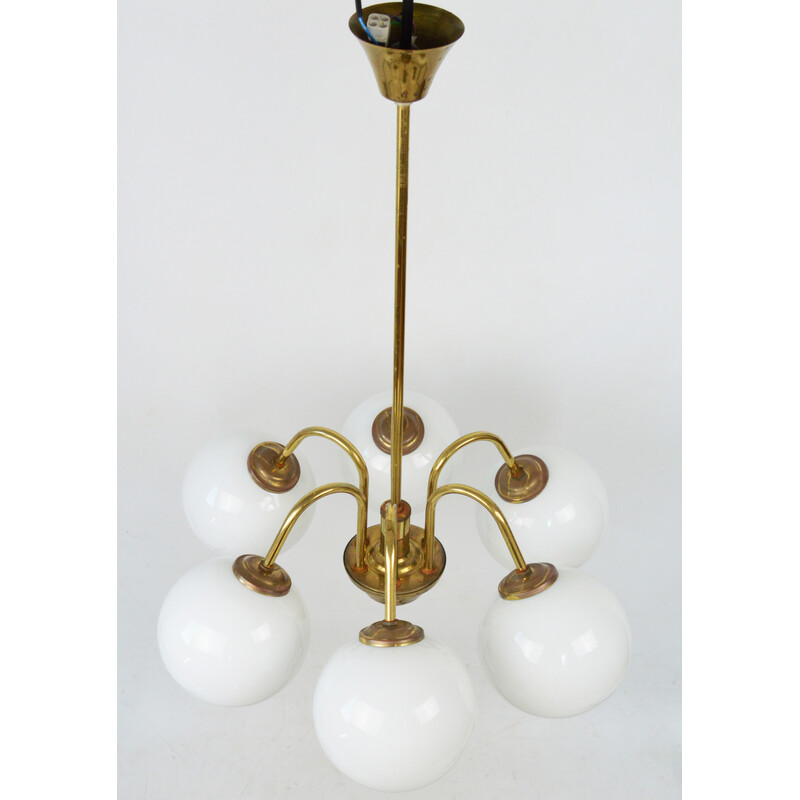 Vintage six-arm chandelier, Poland 1980s