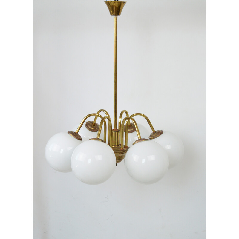 Vintage six-arm chandelier, Poland 1980s