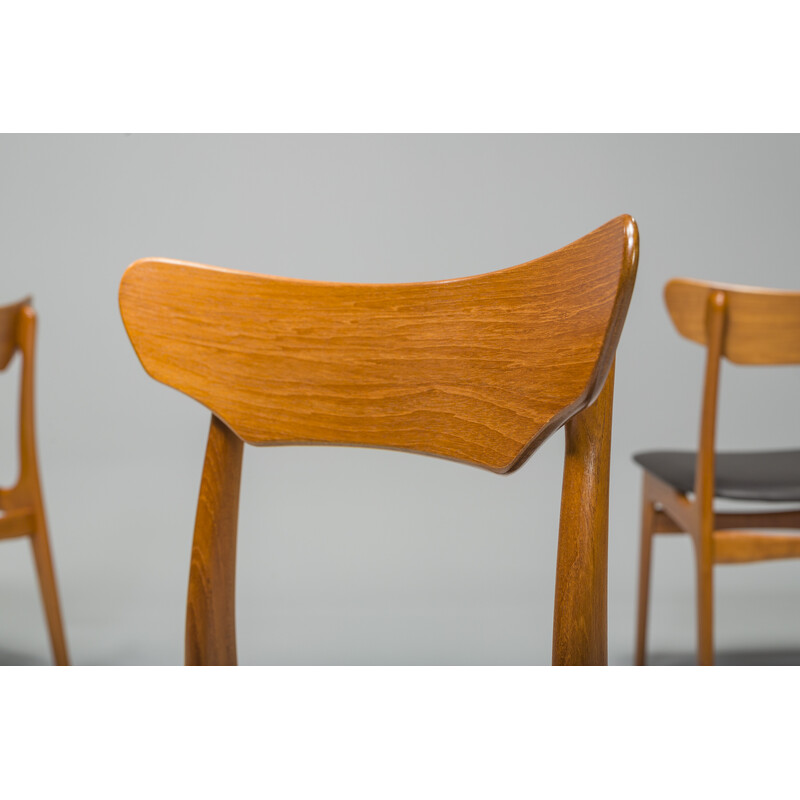 Set of 4 vintage teak dining chairs by Schiønning and Elgaard for Randers Furniture Factory