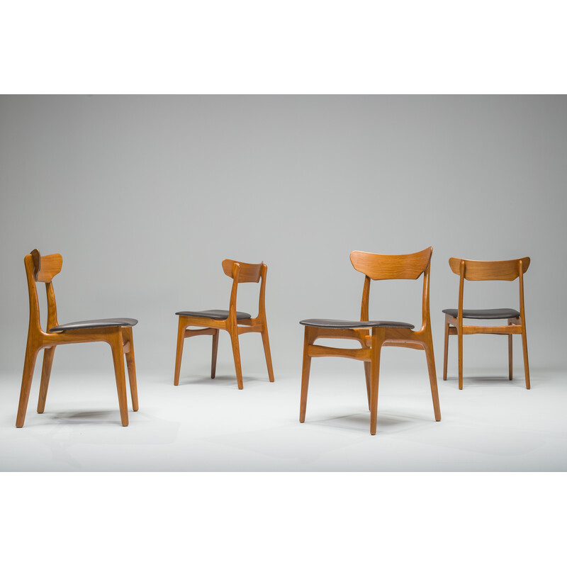 Juego de 4 sillas de comedor vintage de teca de Schiønning y Elgaard para Randers Furniture Factory