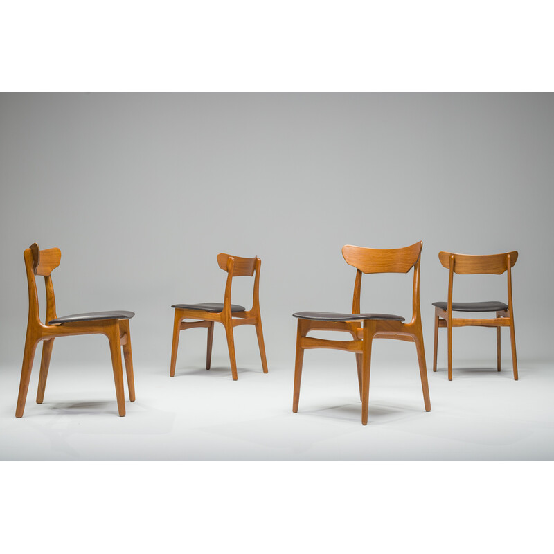 Set of 4 vintage teak dining chairs by Schiønning and Elgaard for Randers Furniture Factory