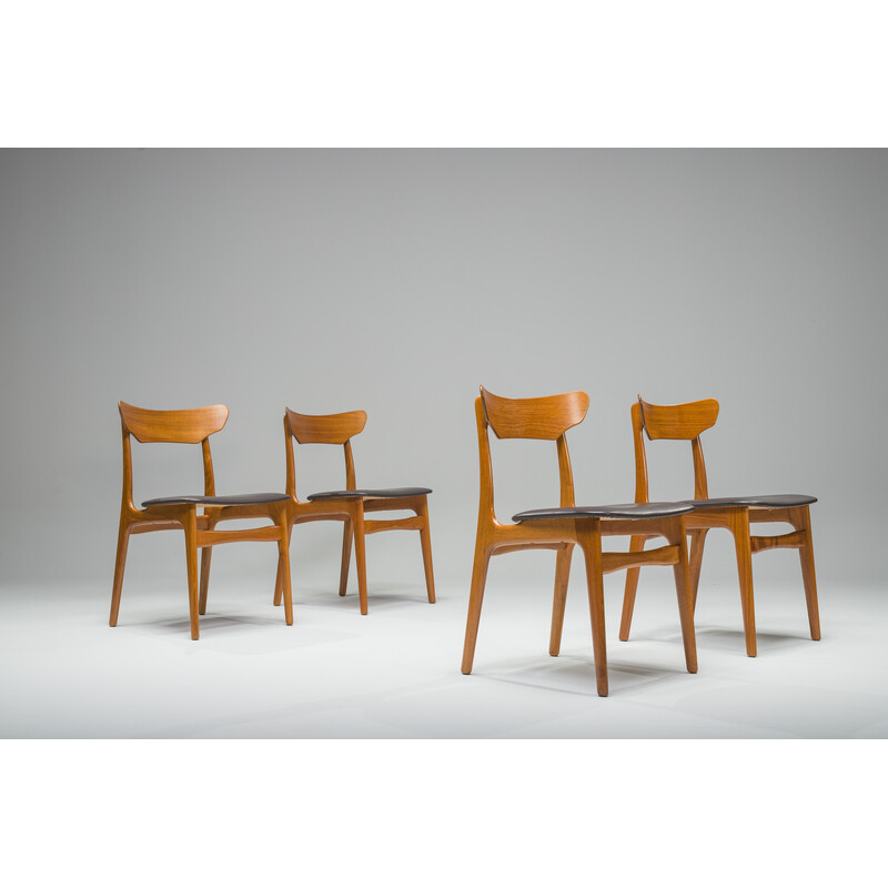 Juego de 4 sillas de comedor vintage de teca de Schiønning y Elgaard para Randers Furniture Factory