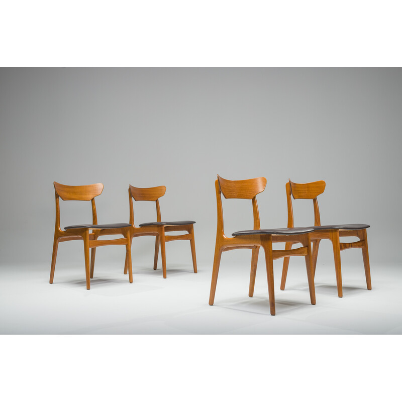 Set of 4 vintage teak dining chairs by Schiønning and Elgaard for Randers Furniture Factory