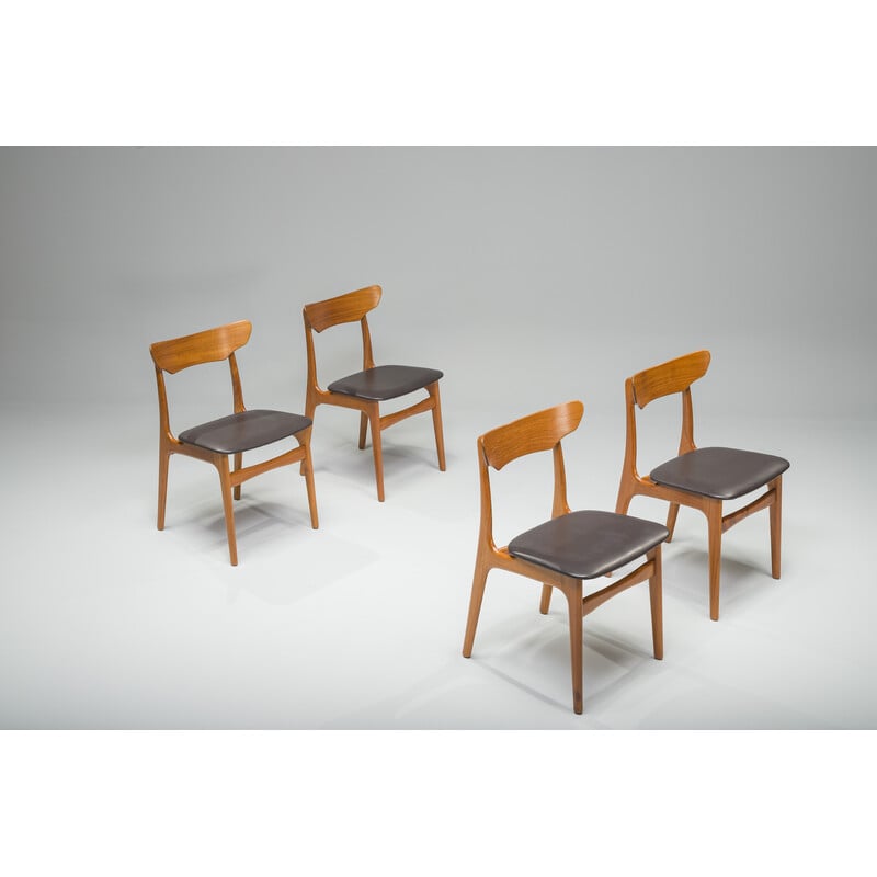 Set of 4 vintage teak dining chairs by Schiønning and Elgaard for Randers Furniture Factory