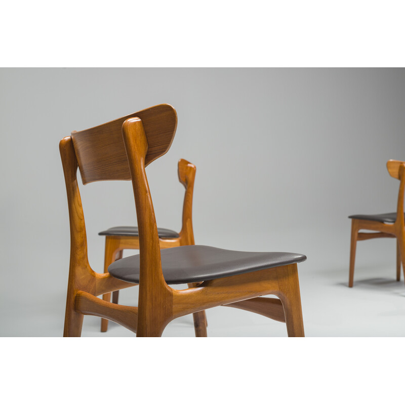 Set of 4 vintage teak dining chairs by Schiønning and Elgaard for Randers Furniture Factory