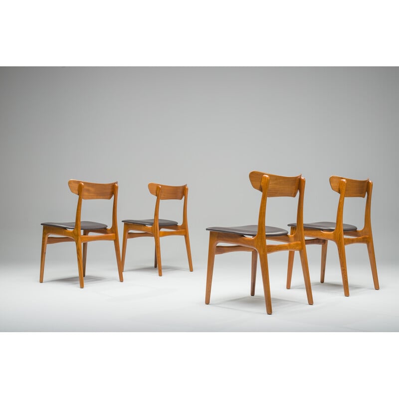 Set of 4 vintage teak dining chairs by Schiønning and Elgaard for Randers Furniture Factory