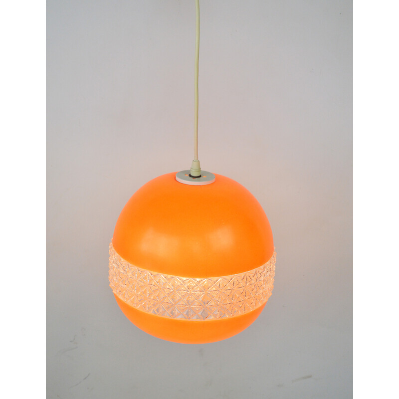 Vintage orange pendant lamp, Germany 1970s